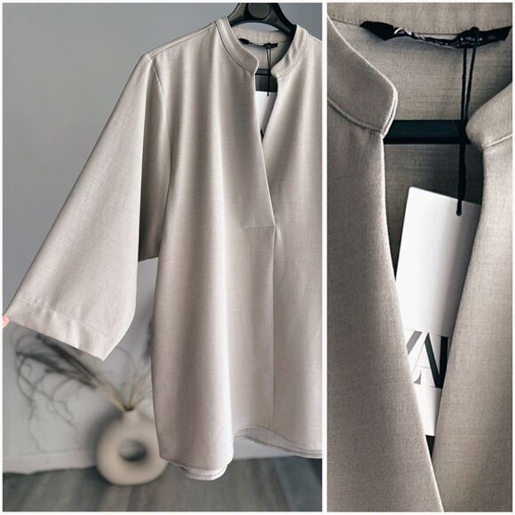 ZARA OVERSIZED SHIRT GREY NEW - Picture 3 of 8
